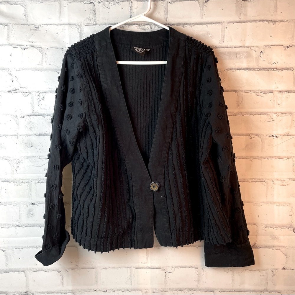 Women’s The Produce Company BoHo Jacket Shacket Cardigan Black XL